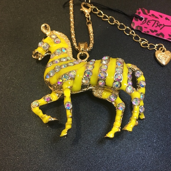 Betsey Johnson Jewelry - Betsey Johnson Rhinestone Yellow Pony Necklace